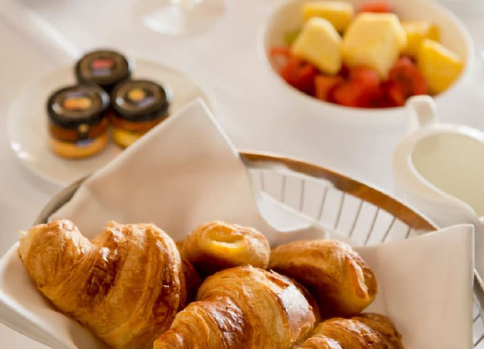 Pastries and fruit from room service